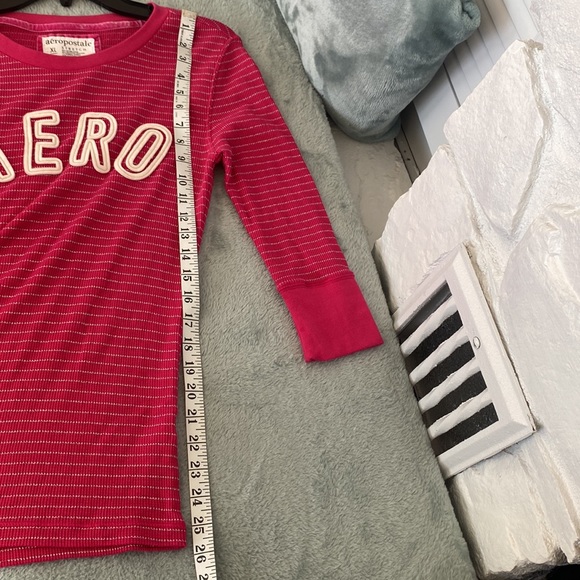 Aeropostale Stretch XL Juniors Hot Pink and silver striped 3/4 sleeve W/ AERO - Picture 8 of 12